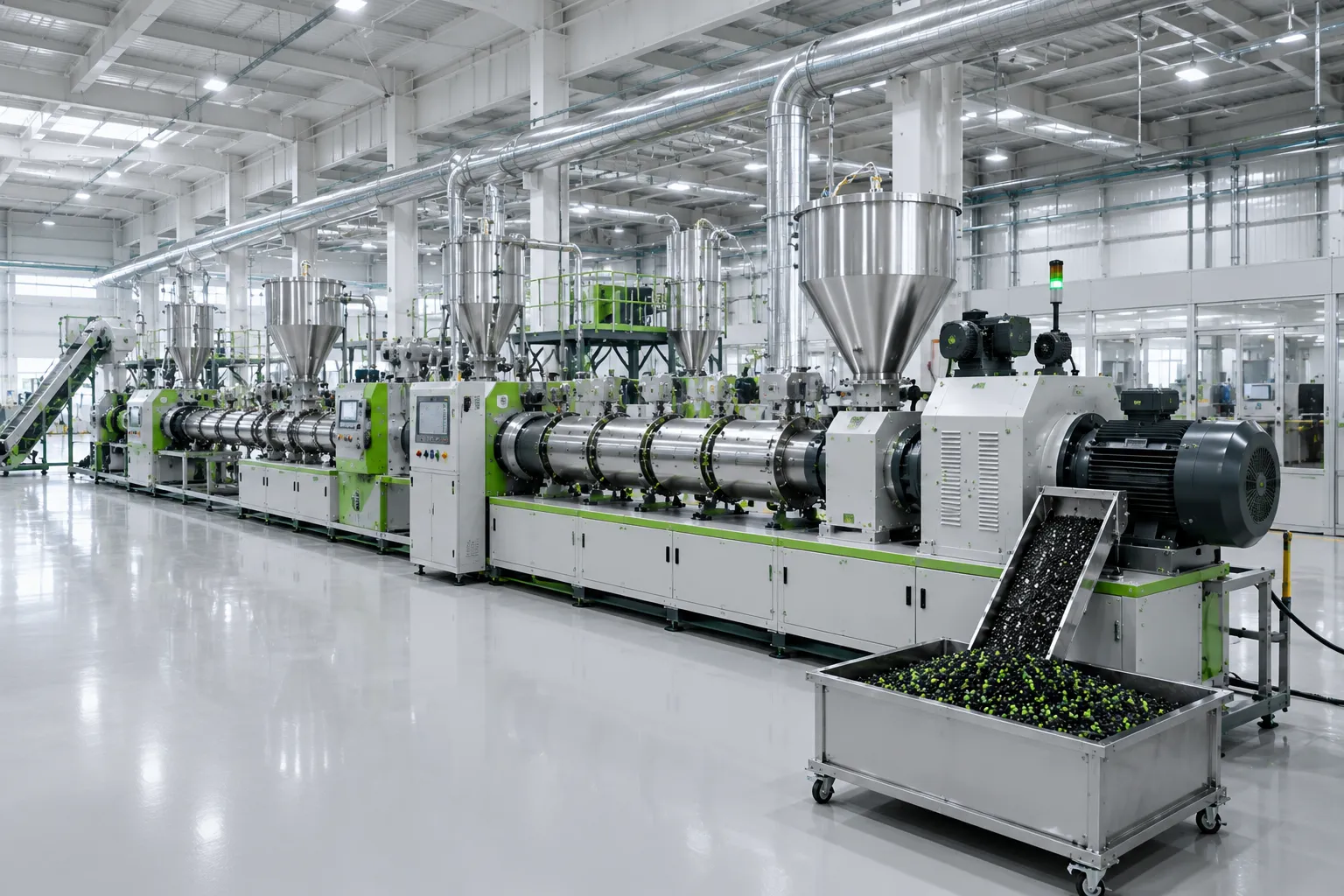 Extrusion and compounding hall inside an AMVISION production line
